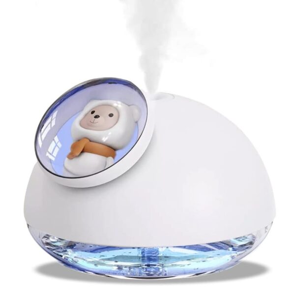 Gnanishwa Panda Shape Cool Mist Humidifier With Colorful Night Light (160 ML) (White)